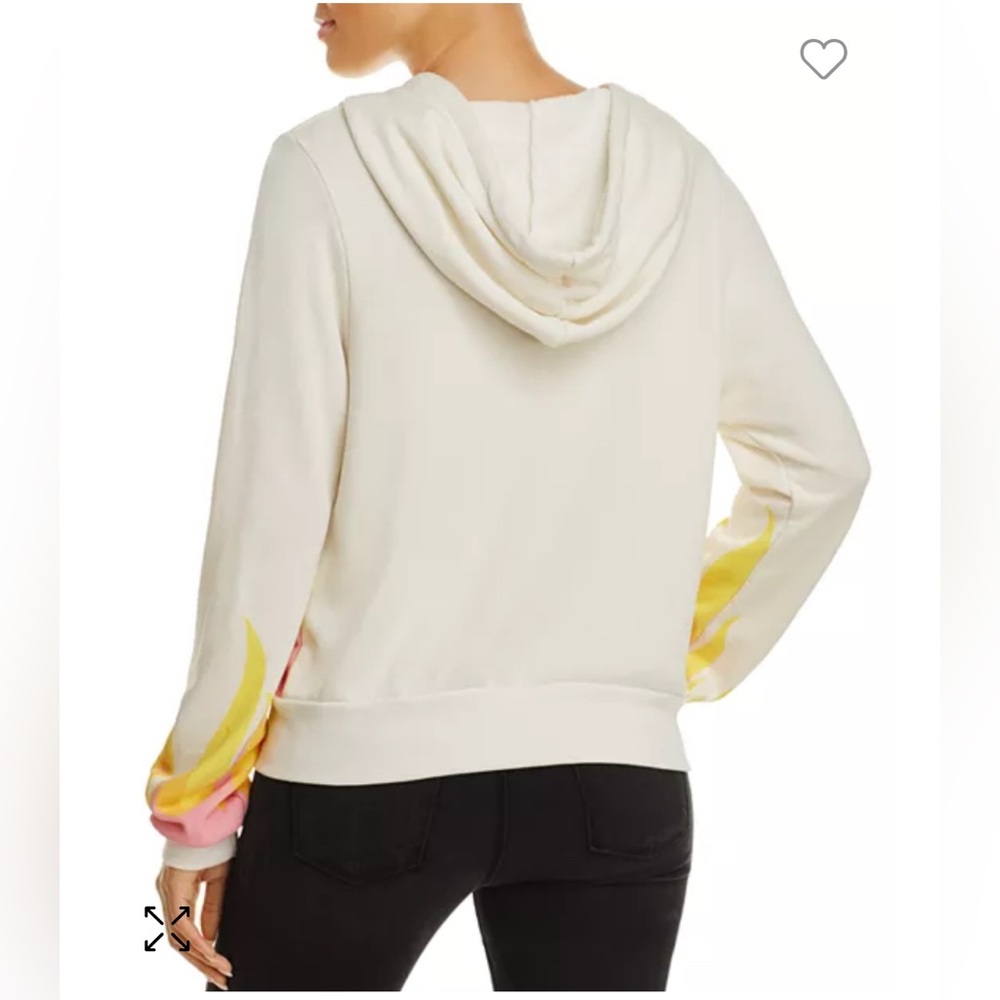 Wildfox white zip-up hoodie with pink/yellow/orange flames- Size S - Picture 3 of 13
